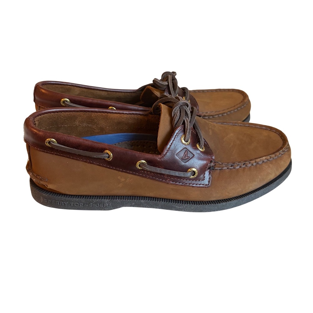 Sperry Top-Sider Mens Authentic Original 2-Eye Boat Shoes Brown Leather M 8